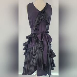 Gap brand black dress with satin ruffle design